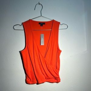 NWT J. Crew, vermillion ribbed, cropped, sleeveless crossover top size small